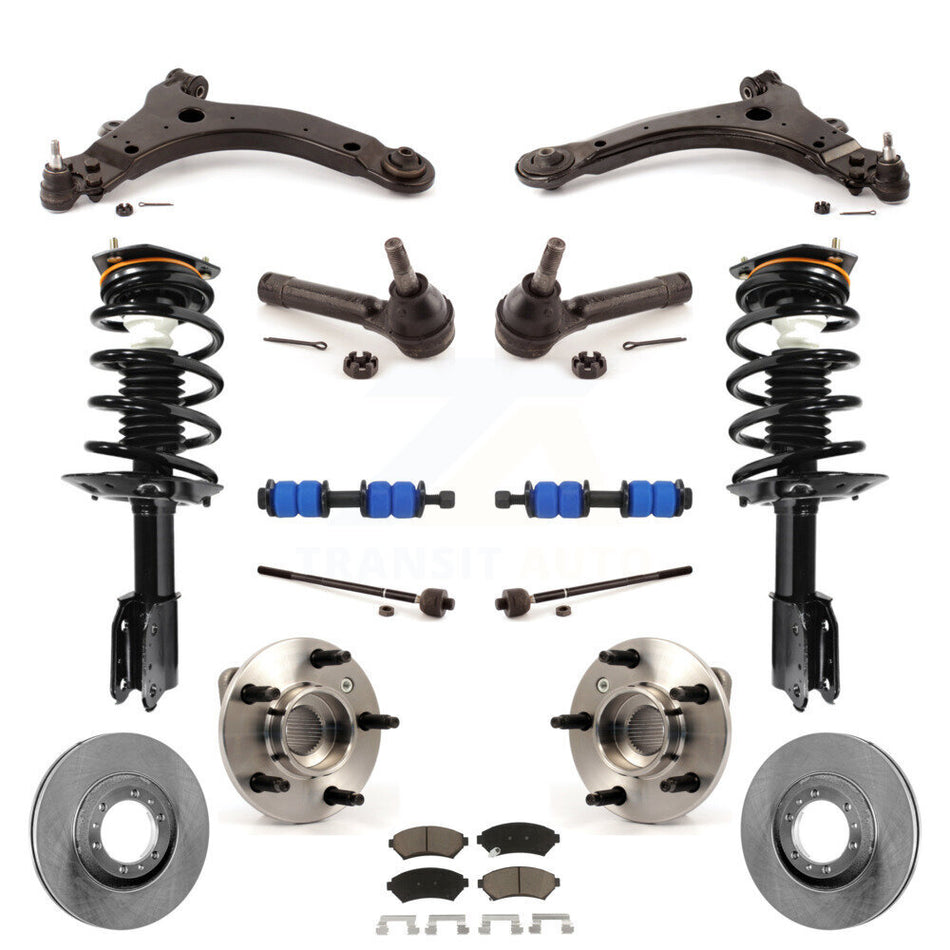 Front Disc Rotors Brake Pads Hub Bearings Assembly Control Arms Tie Rod End Shock Suspension Link Kit (15Pc) For Chevrolet Venture Pontiac Montana KM-100196