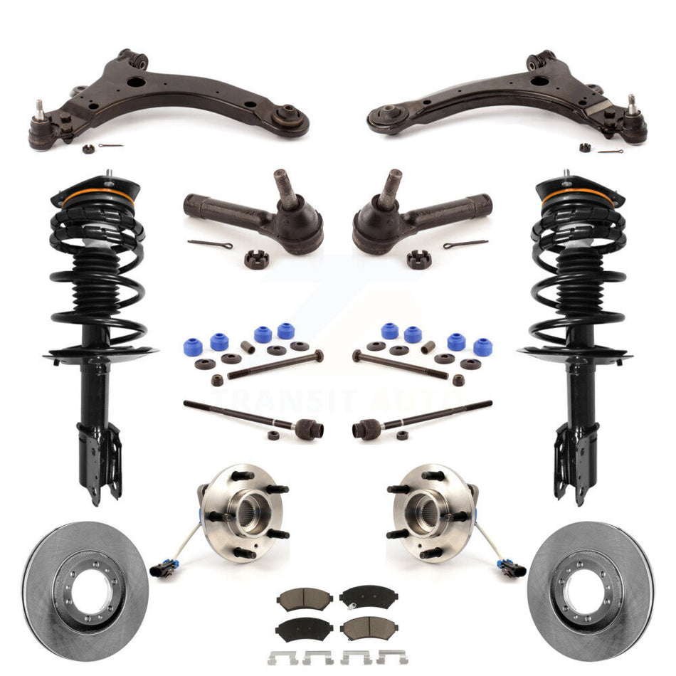 Front Disc Rotors Brake Pads Hub Bearings Control Arms Tie Rod End Shock Assembly Suspension Link Kit (15Pc) For Pontiac Grand Prix Excludes 17" 18" Wheels Police Taxi Models KM-100233