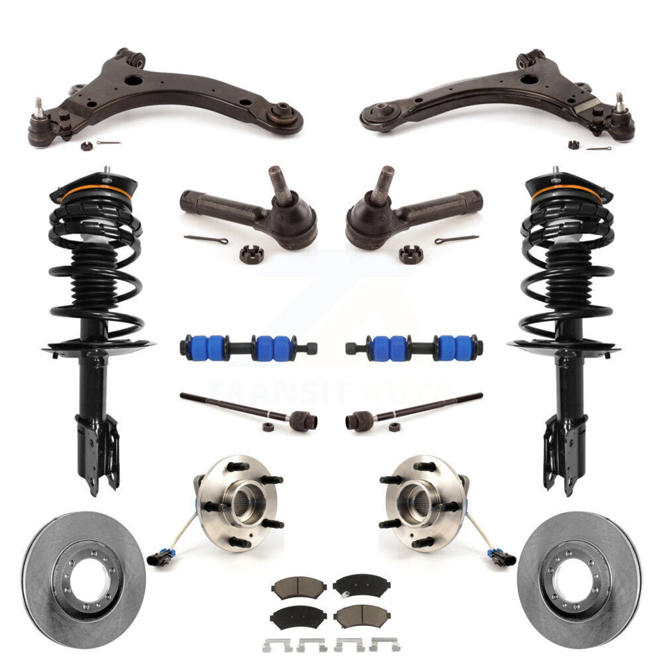 Front Disc Rotors Brake Pads Hub Bearings Control Arms Tie Rod End Shock Assembly Suspension Link Kit (15Pc) For Pontiac Grand Prix Excludes 17" 18" Wheels Police Taxi Models KM-100233