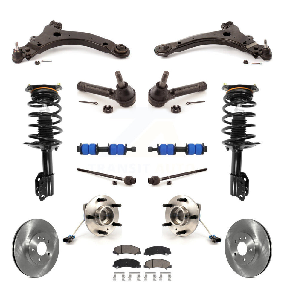 Front Disc Rotors Brake Pads Bearing Arms Shock Suspension Kit (15Pc) For Chevrolet Impala KM-100288