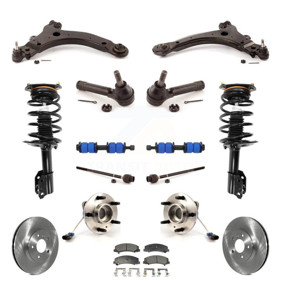 Front Disc Rotors Brake Pads Bearing Arms Shock Suspension Kit (15Pc) For Chevrolet Impala KM-100294