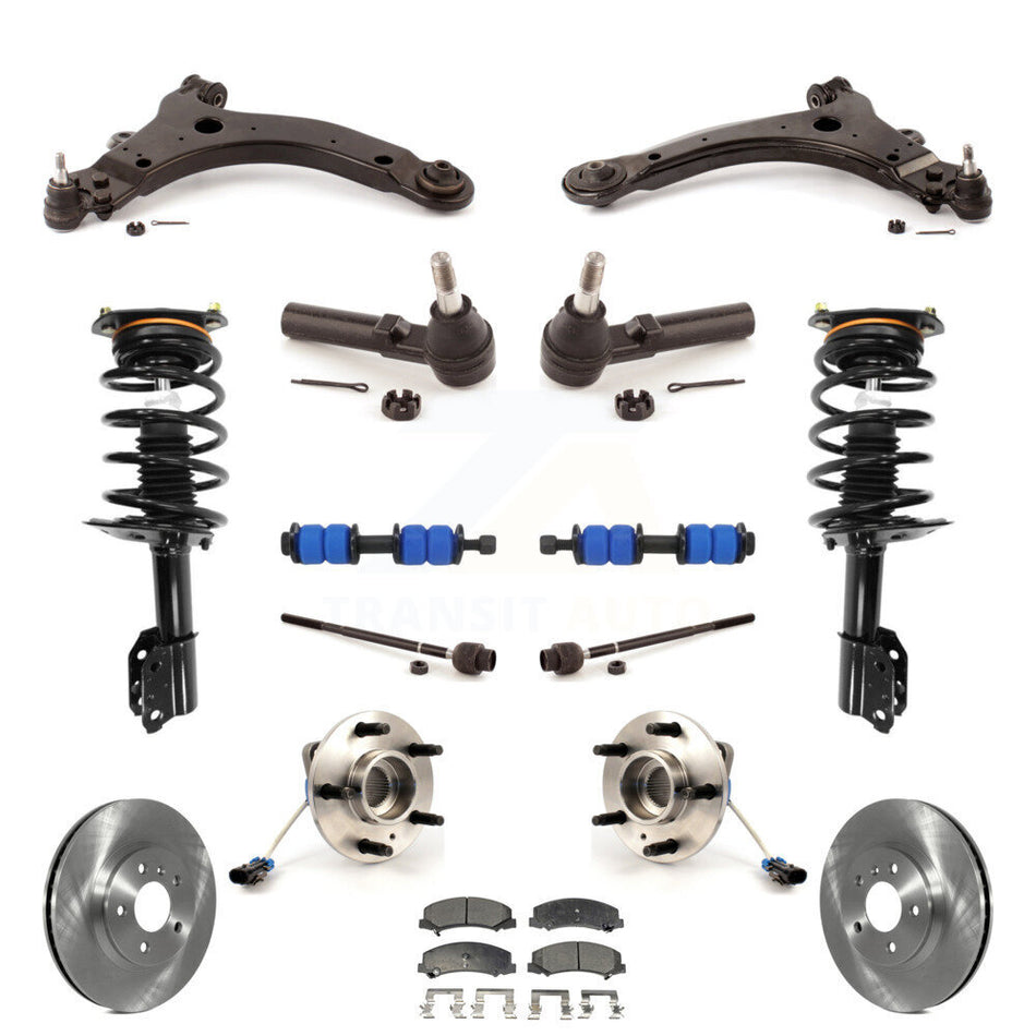 Front Disc Rotors Brake Pads Bearing Arms Shock Suspension Kit (15Pc) For Chevrolet Impala KM-100296
