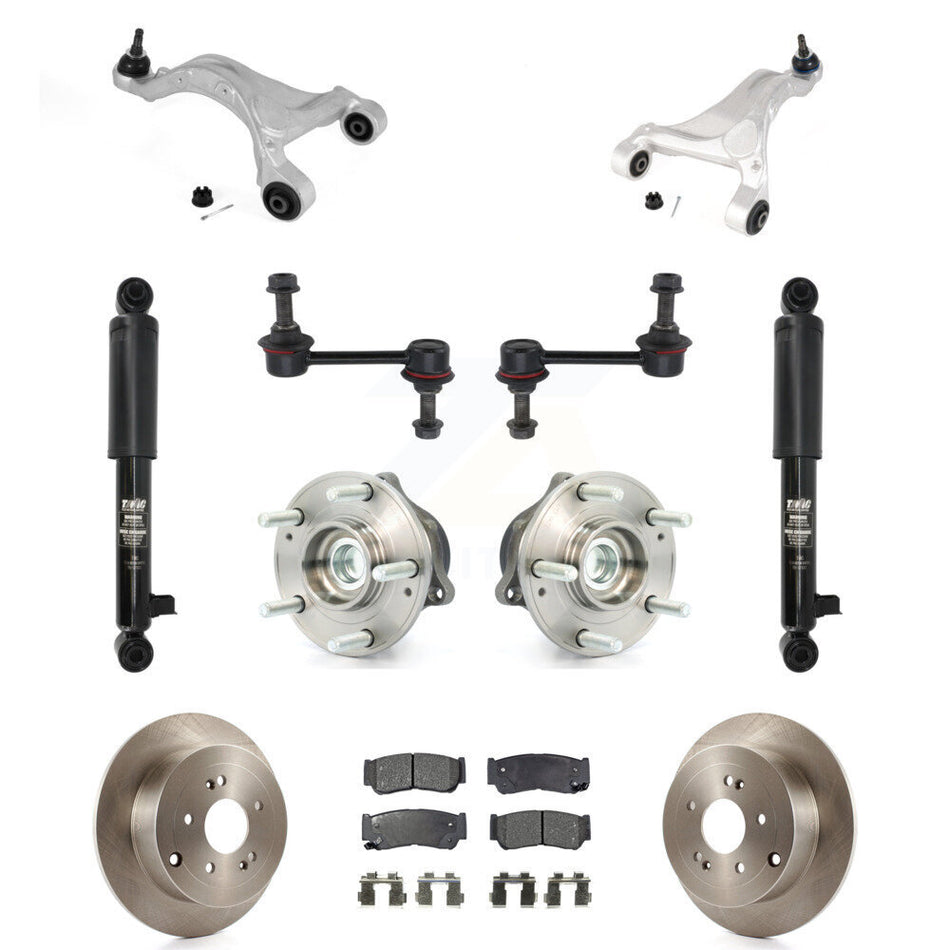 Rear Disc Rotor Brake Pad Bearing Suspension Kit (11Pc) For 2007-2009 Hyundai Santa Fe FWD KM-100301