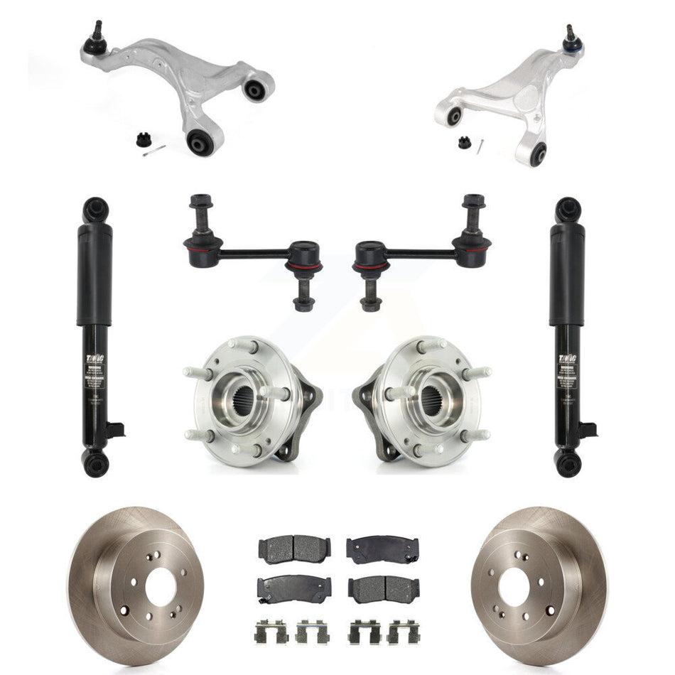 Rear Disc Rotor Brake Pad Bearing Suspension Kit (11Pc) For 2007-2009 Hyundai Santa Fe AWD KM-100302
