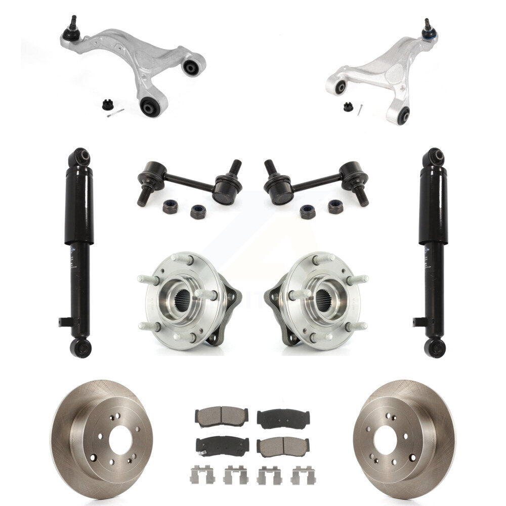 Rear Disc Rotor Brake Pad Bearing Suspension Kit (11Pc) For 2007-2009 Hyundai Santa Fe AWD KM-100308