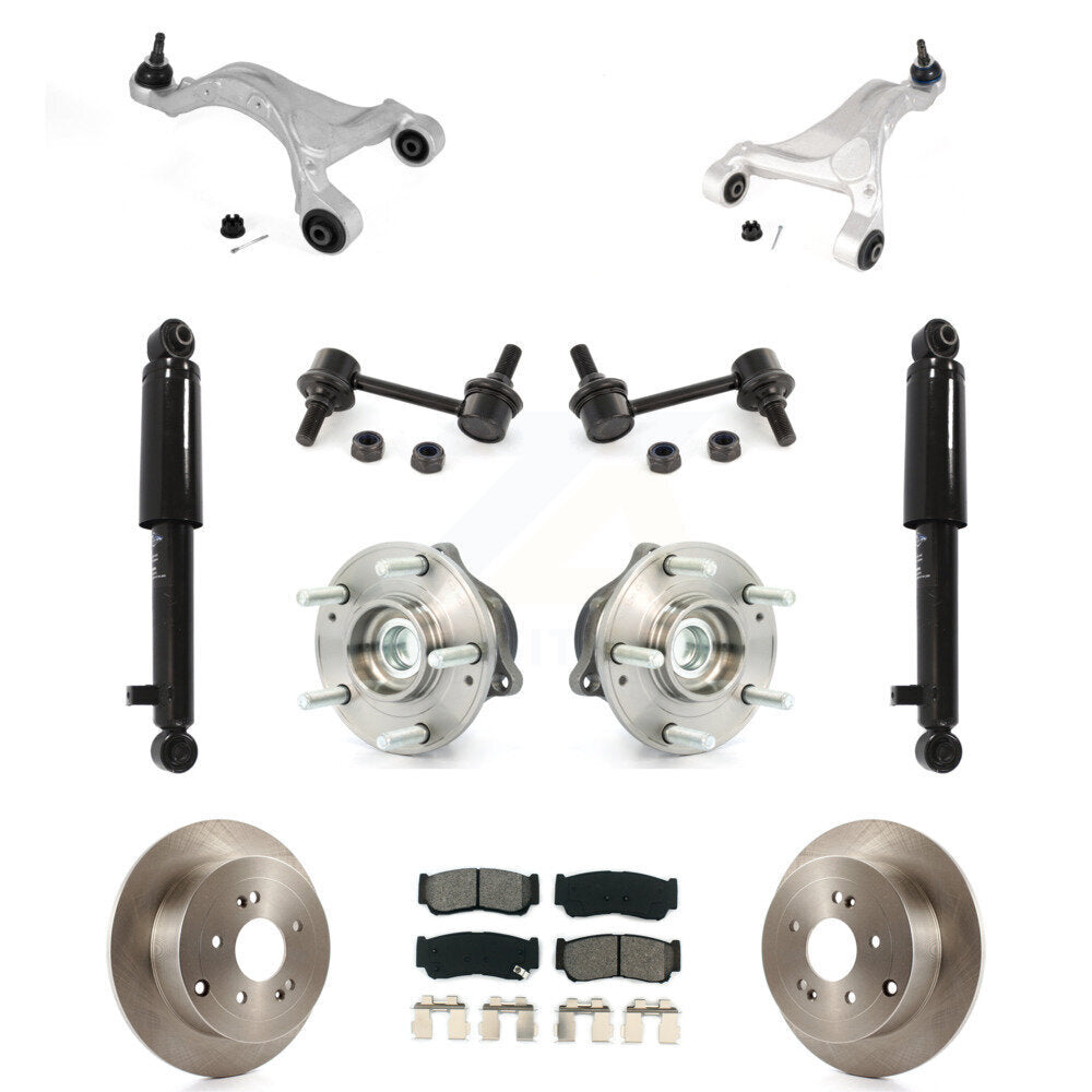Rear Disc Rotor Brake Pad Bearing Suspension Kit (11Pc) For 2007-2009 Hyundai Santa Fe FWD KM-100309