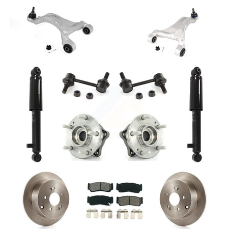 Rear Disc Rotor Brake Pad Bearing Suspension Kit (11Pc) For 2007-2009 Hyundai Santa Fe AWD KM-100310