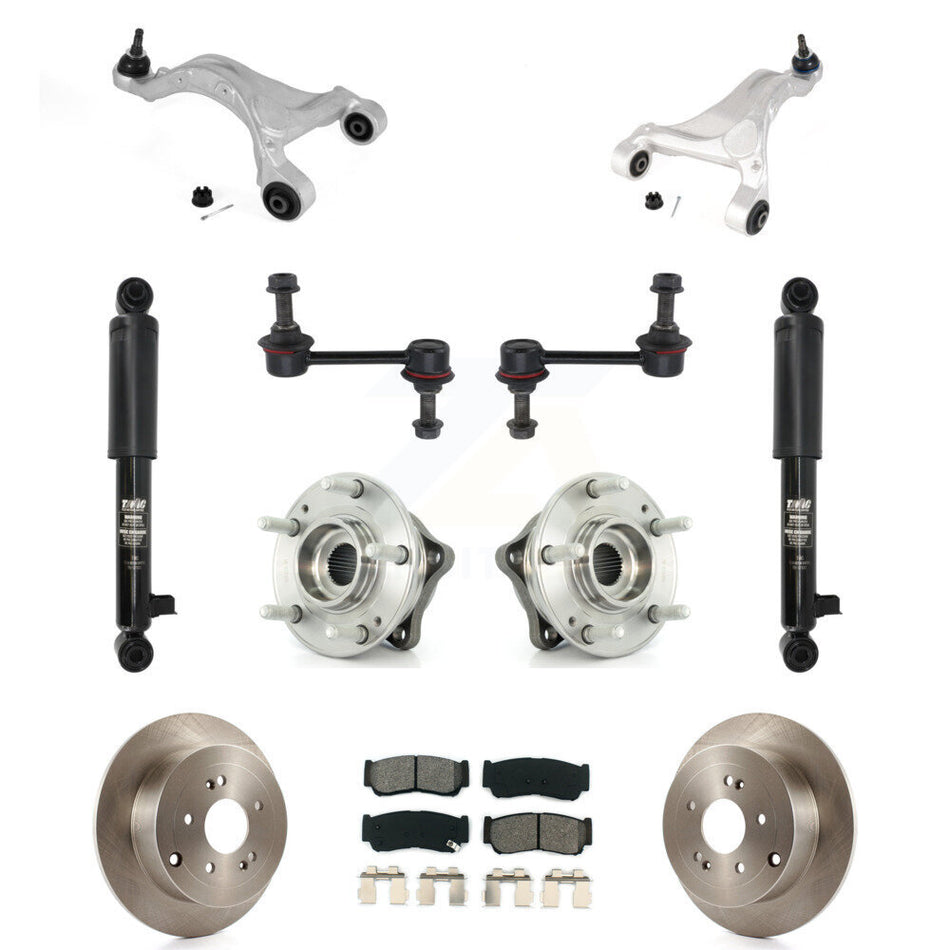 Rear Disc Rotor Brake Pad Bearing Suspension Kit (11Pc) For 2007-2009 Hyundai Santa Fe AWD KM-100310