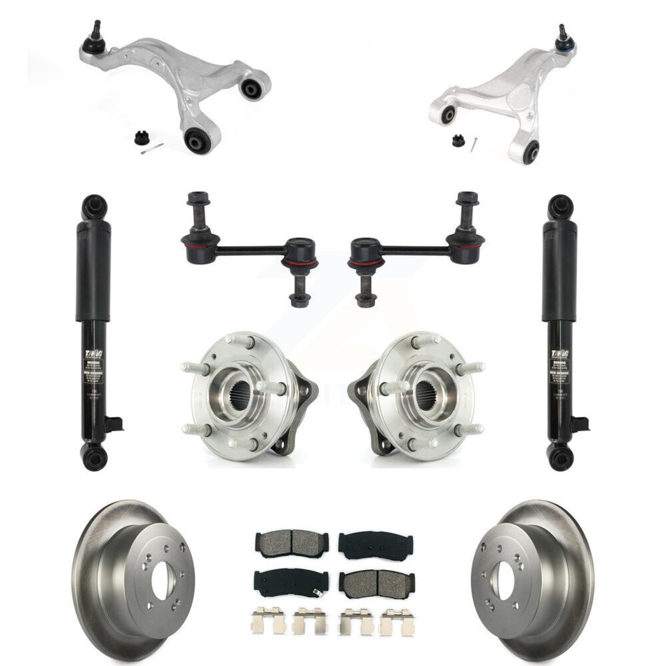 Rear Disc Rotor Brake Pad Bearing Suspension Kit (11Pc) For 2007-2009 Hyundai Santa Fe AWD KM-100316