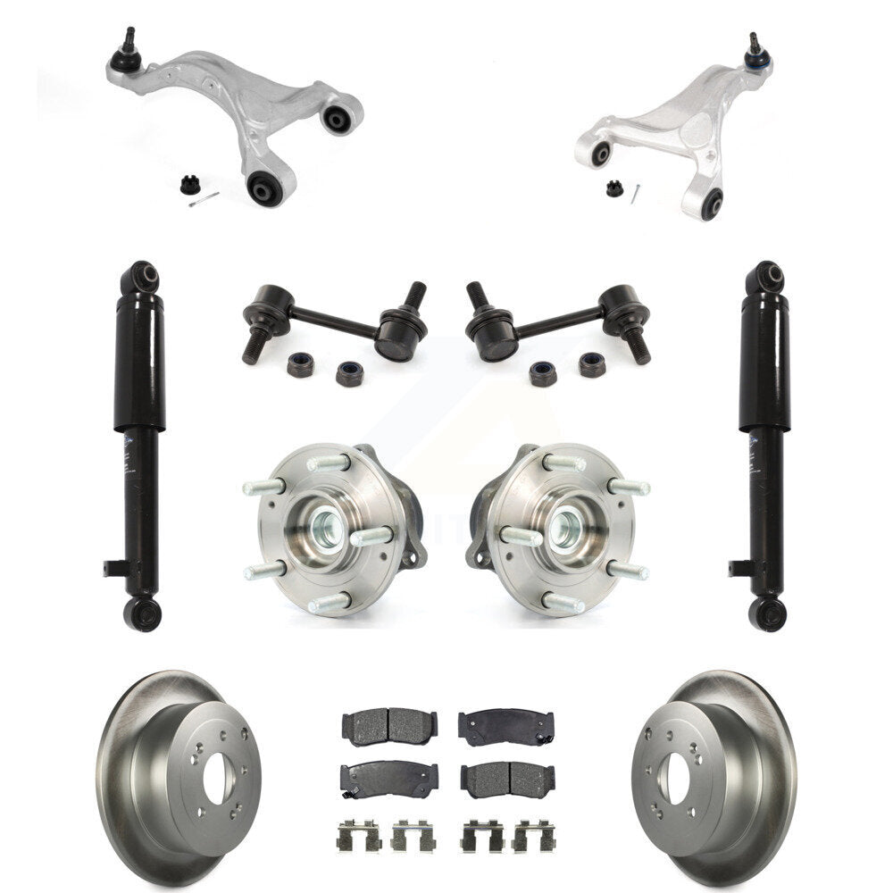 Rear Disc Rotor Brake Pad Bearing Suspension Kit (11Pc) For 2007-2009 Hyundai Santa Fe FWD KM-100319