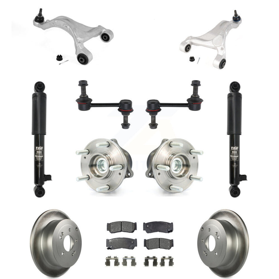 Rear Disc Rotor Brake Pad Bearing Suspension Kit (11Pc) For 2007-2009 Hyundai Santa Fe FWD KM-100319