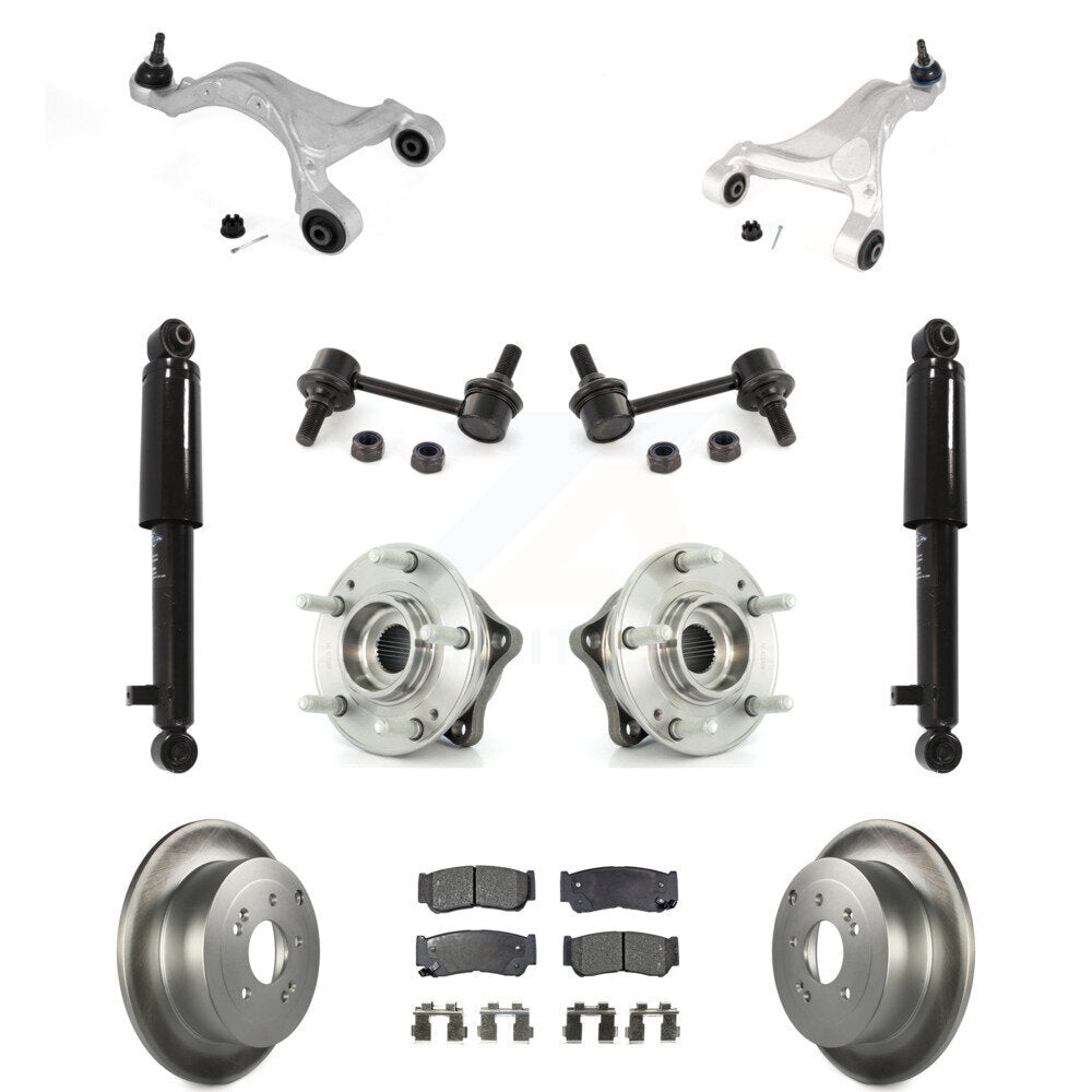 Rear Disc Rotor Brake Pad Bearing Suspension Kit (11Pc) For 2007-2009 Hyundai Santa Fe AWD KM-100320