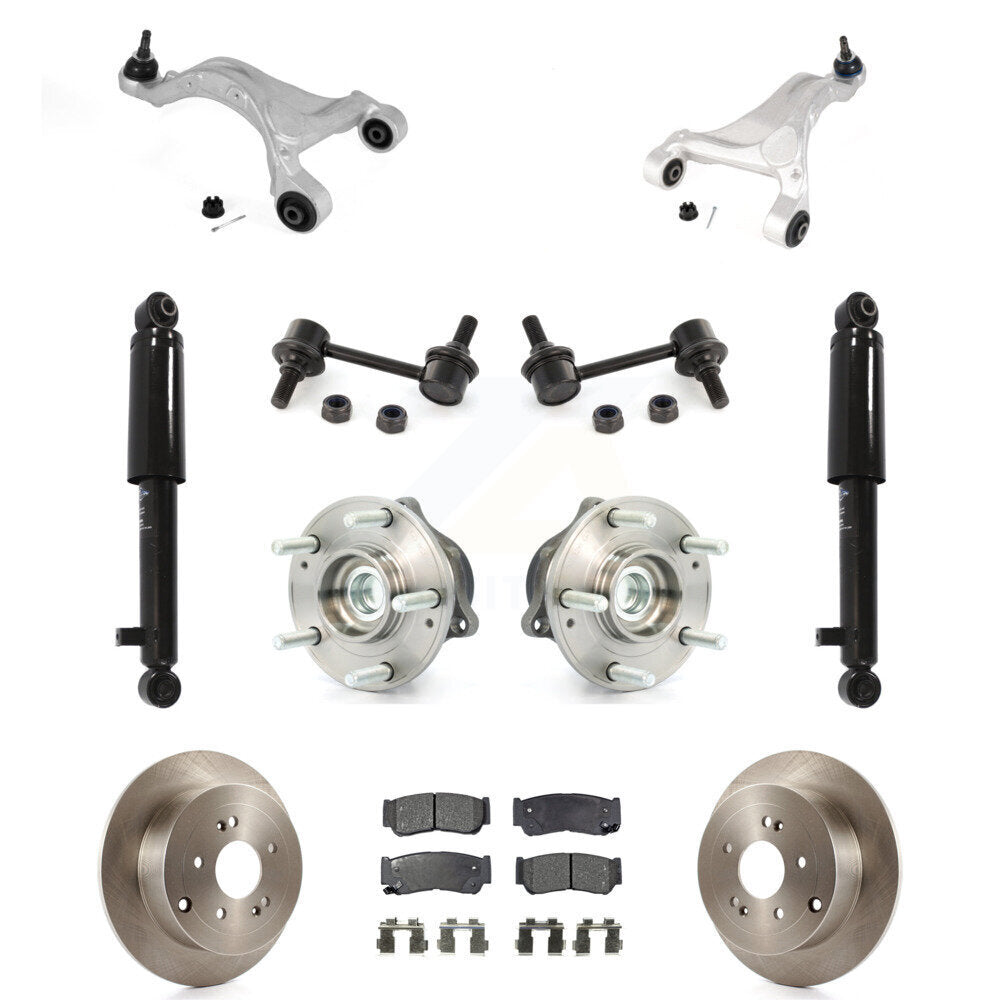 Rear Disc Rotor Brake Pad Bearing Suspension Kit (11Pc) For 2007-2009 Hyundai Santa Fe FWD KM-100323
