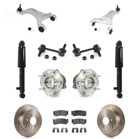 Rear Disc Rotor Brake Pad Bearing Suspension Kit (11Pc) For 2007-2009 Hyundai Santa Fe FWD KM-100323