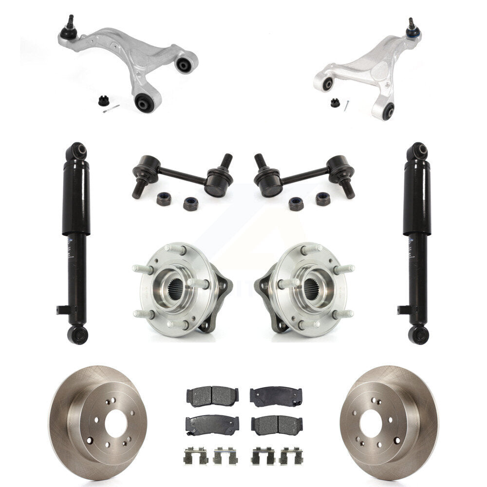 Rear Disc Rotor Brake Pad Bearing Suspension Kit (11Pc) For 2007-2009 Hyundai Santa Fe AWD KM-100324