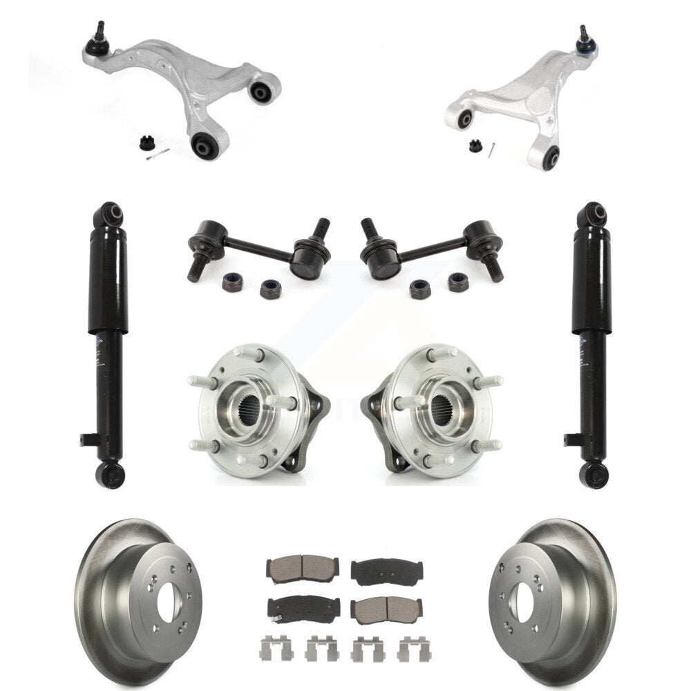 Rear Disc Rotor Brake Pad Bearing Suspension Kit (11Pc) For 2007-2009 Hyundai Santa Fe AWD KM-100333