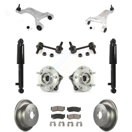 Rear Disc Rotor Brake Pad Bearing Suspension Kit (11Pc) For 2007-2009 Hyundai Santa Fe AWD KM-100333