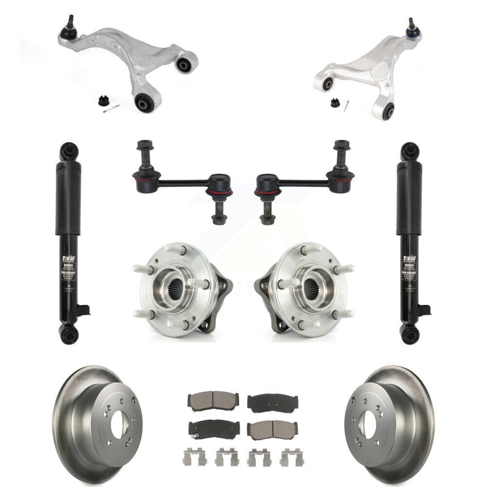 Rear Disc Rotor Brake Pad Bearing Suspension Kit (11Pc) For 2007-2009 Hyundai Santa Fe AWD KM-100333
