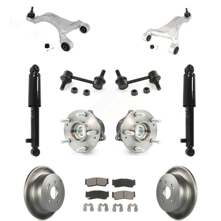 Rear Disc Rotor Brake Pad Bearing Suspension Kit (11Pc) For 2007-2009 Hyundai Santa Fe FWD KM-100334