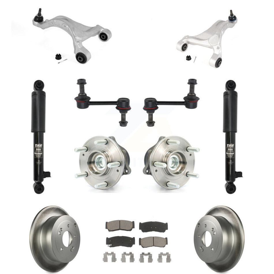 Rear Disc Rotor Brake Pad Bearing Suspension Kit (11Pc) For 2007-2009 Hyundai Santa Fe FWD KM-100334