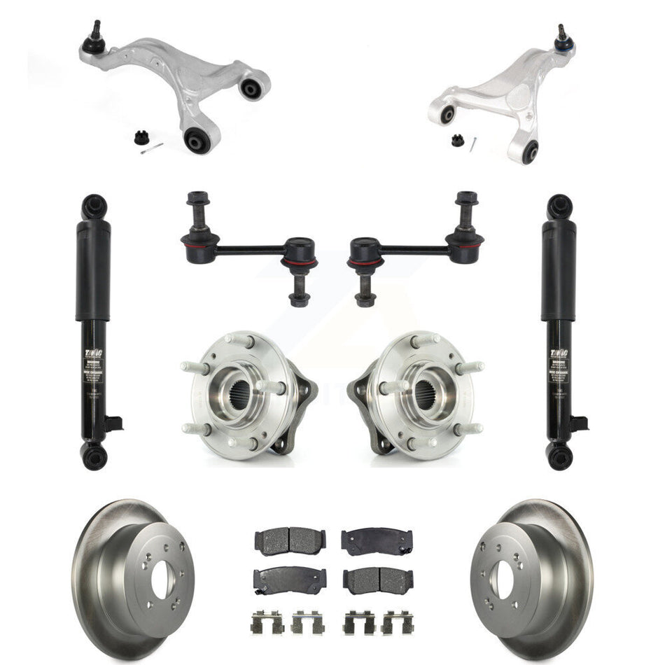 Rear Disc Rotor Brake Pad Bearing Suspension Kit (11Pc) For 2007-2009 Hyundai Santa Fe AWD KM-100339