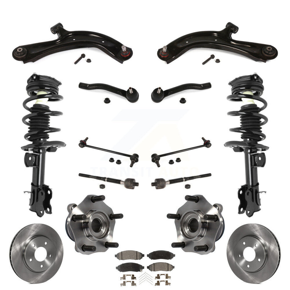 Front Disc Rotors Brake Pads Bearing Suspension Kit (15Pc) For Nissan NV200 Chevrolet City KM-100379