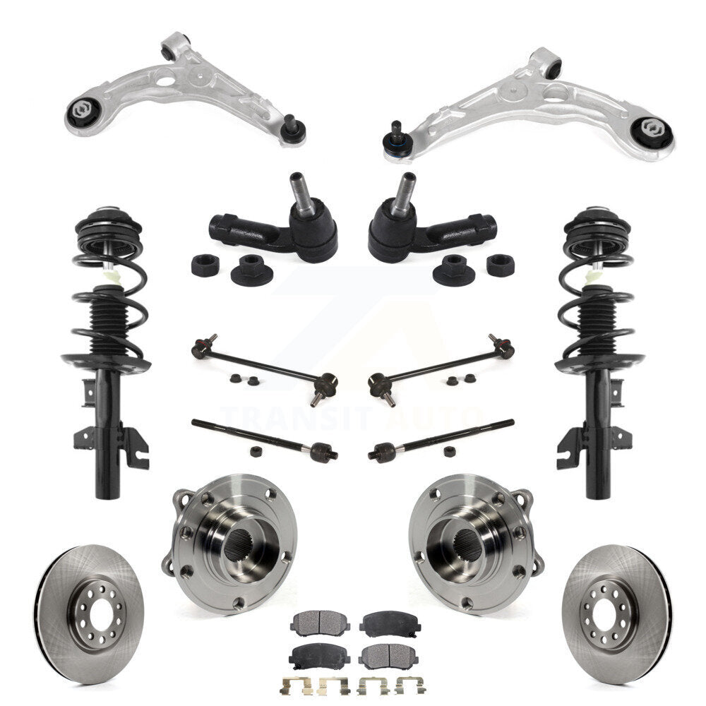 Front Rotors Brake Pads Bearing Suspension Kit (15Pc) For 13-16 Dodge Dart Limited/GT/Aero KM-100386