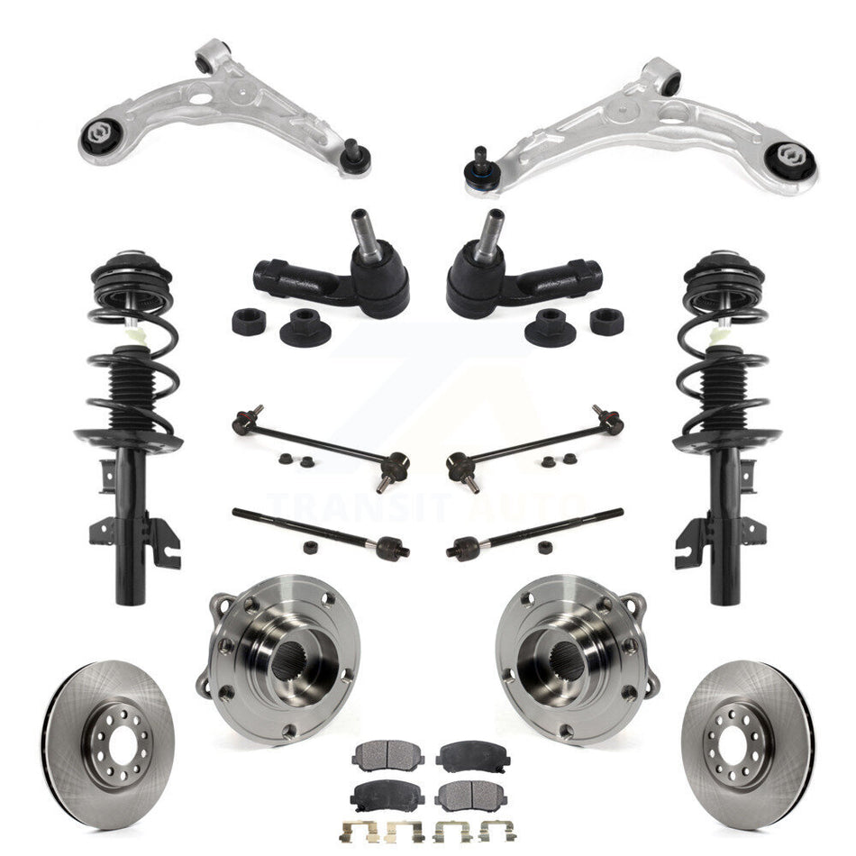 Front Rotors Brake Pads Bearing Suspension Kit (15Pc) For 13-16 Dodge Dart Limited/GT/Aero KM-100386
