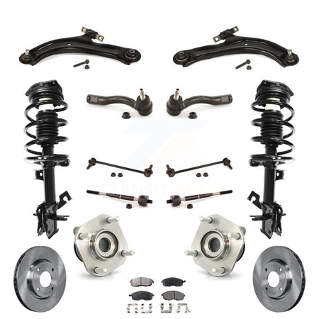 Front Disc Rotors Brake Pad Bearing Shock Assembly Suspension Kit (15Pc) For Nissan Sentra KM-100395