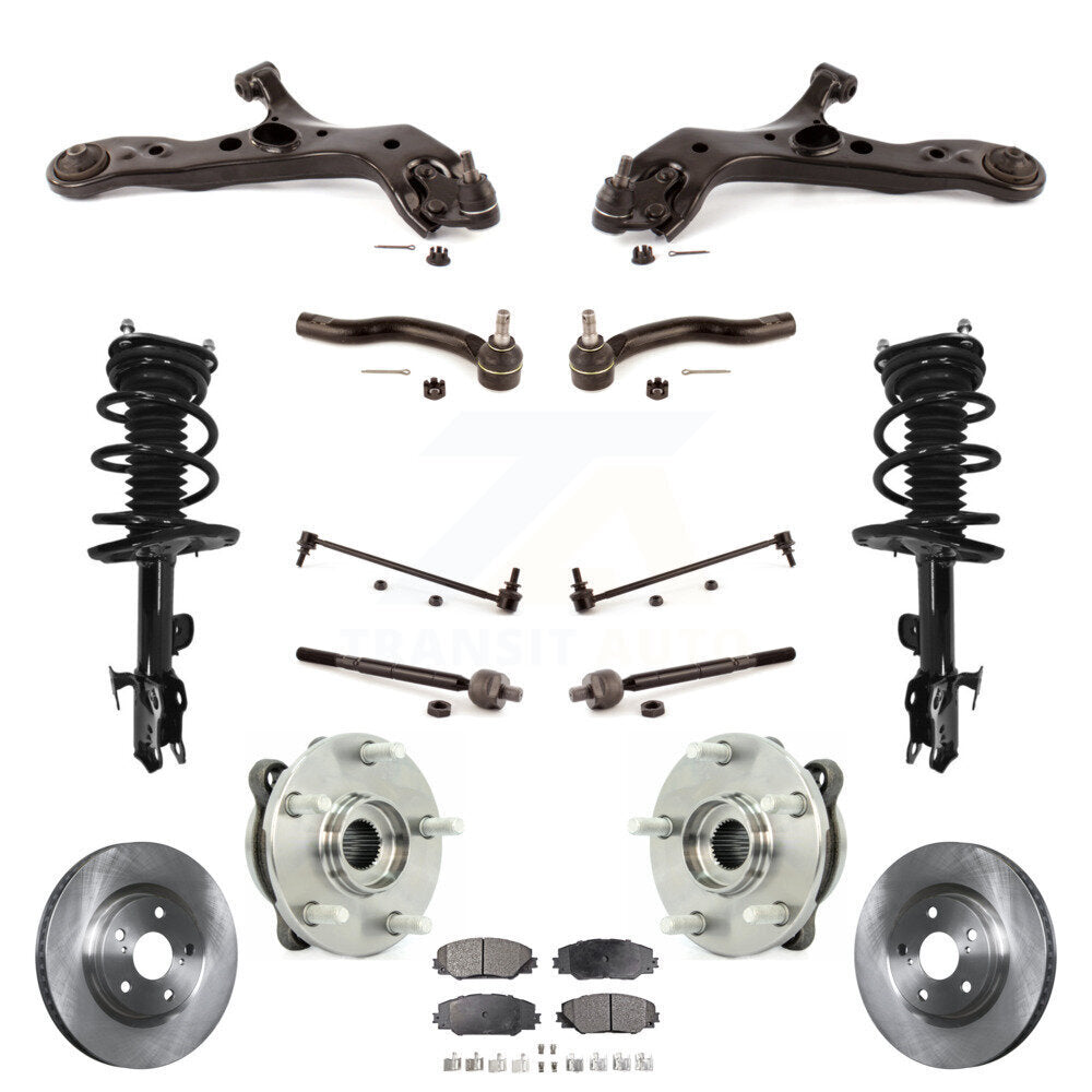 Front Rotors Brake Pad Bearing Suspension Kit (15Pc) For Toyota RAV4 Without Sport Package KM-100396