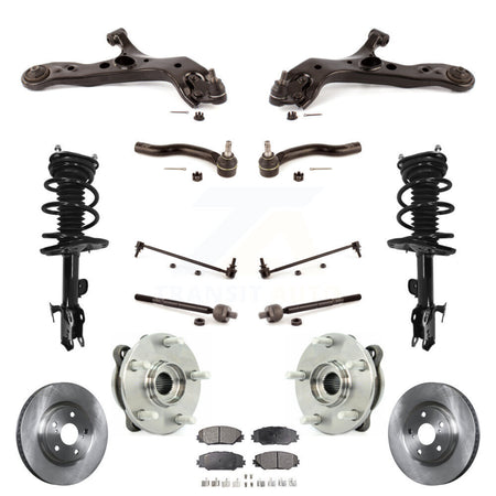 Front Rotors Brake Pad Bearing Suspension Kit (15Pc) For Toyota RAV4 Without Sport Package KM-100396
