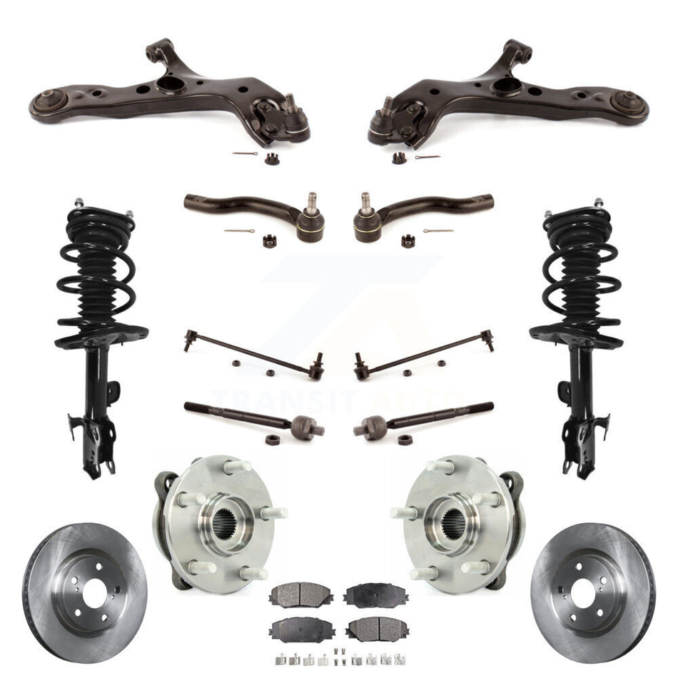 Front Rotors Brake Pad Bearing Suspension Kit (15Pc) For Toyota RAV4 Without Sport Package KM-100396