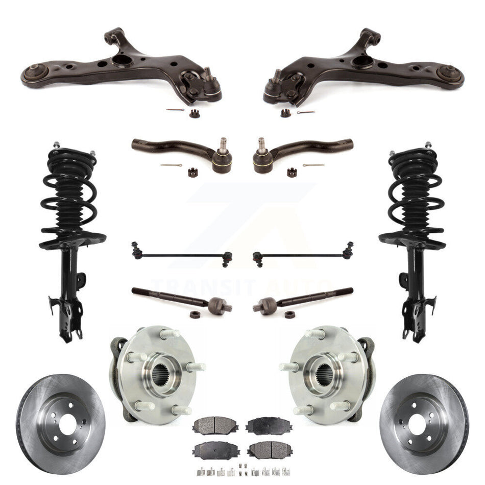 Front Rotors Brake Pad Bearing Suspension Kit (15Pc) For Toyota RAV4 Without Sport Package KM-100396