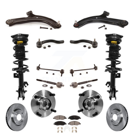 Front Disc Rotors Brake Pads Bearing Shock Assembly Suspension Kit (15Pc) For Nissan Versa KM-100398
