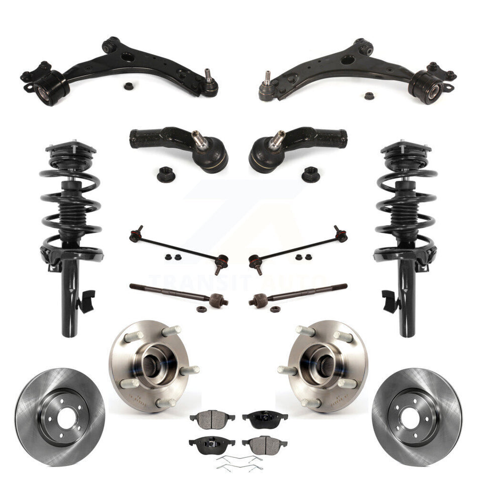 Front Rotor Brake Pad Bearing Arm Suspension Kit (15Pc) For Volvo C30 Without Level Sensor KM-100402