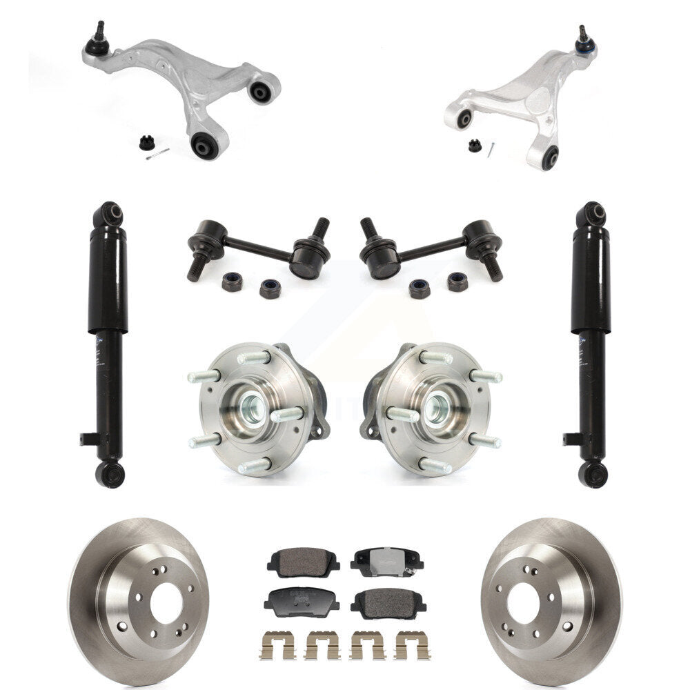 Rear Rotor Ceramic Pads Hub Bearing Shock Upper Control Arm & Link Kit (11Pc) For Hyundai KM-100404