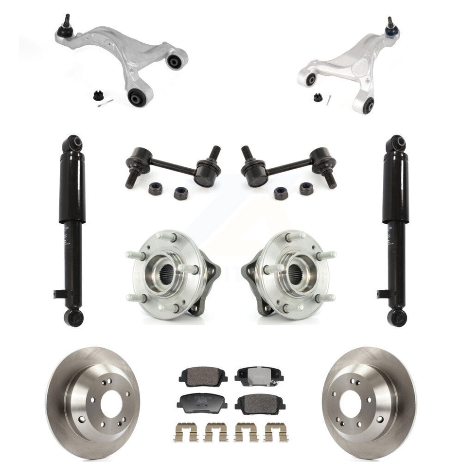 Rear Rotor Ceramic Pads Hub Bearing Shock Upper Control Arm & Link Kit (11Pc) For Hyundai KM-100405
