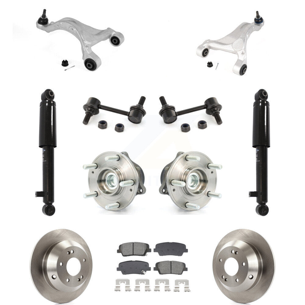 Rear Rotor Semi-Metallic Pads Hub Bearing Shock Upper Control Arm & Link Kit (11Pc) For Fe KM-100406