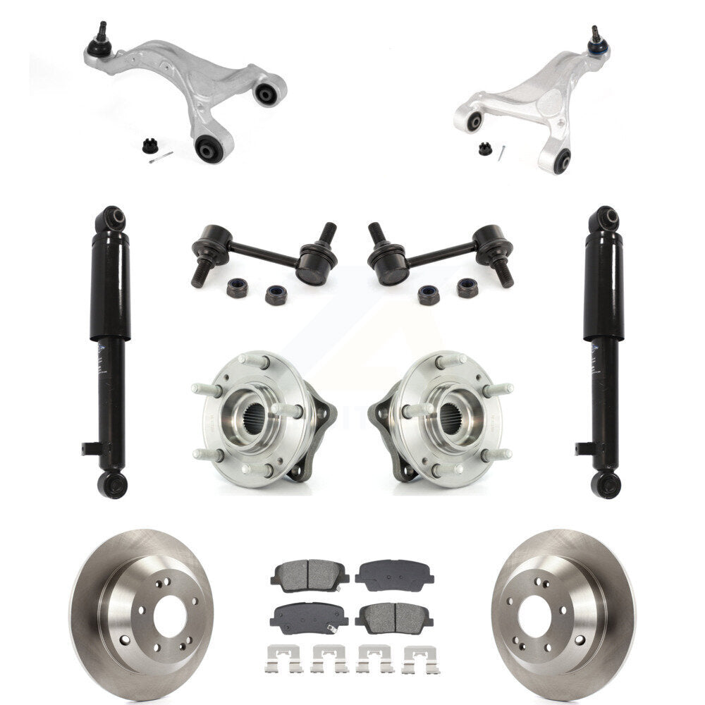 Rear Rotor Semi-Metallic Pads Hub Bearing Shock Upper Control Arm & Link Kit (11Pc) For Fe KM-100407