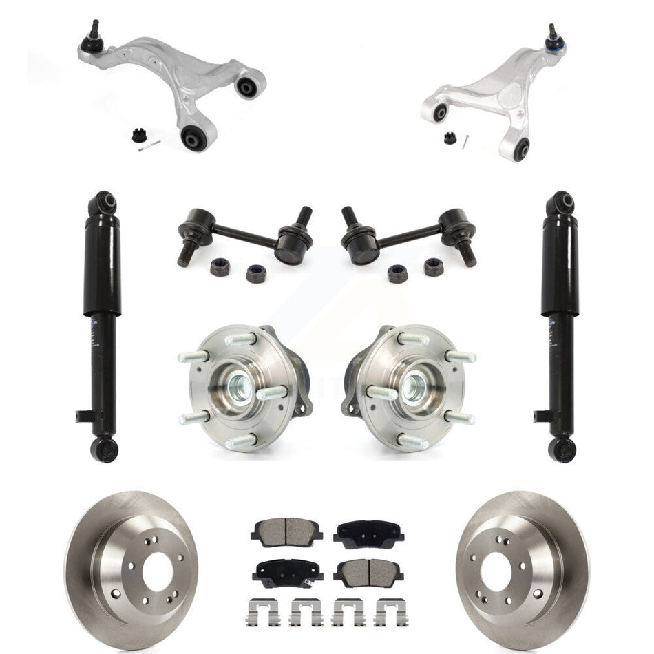 Rear Rotor Ceramic Pads Hub Bearing Shock Upper Control Arm & Link Kit (11Pc) For Hyundai KM-100408