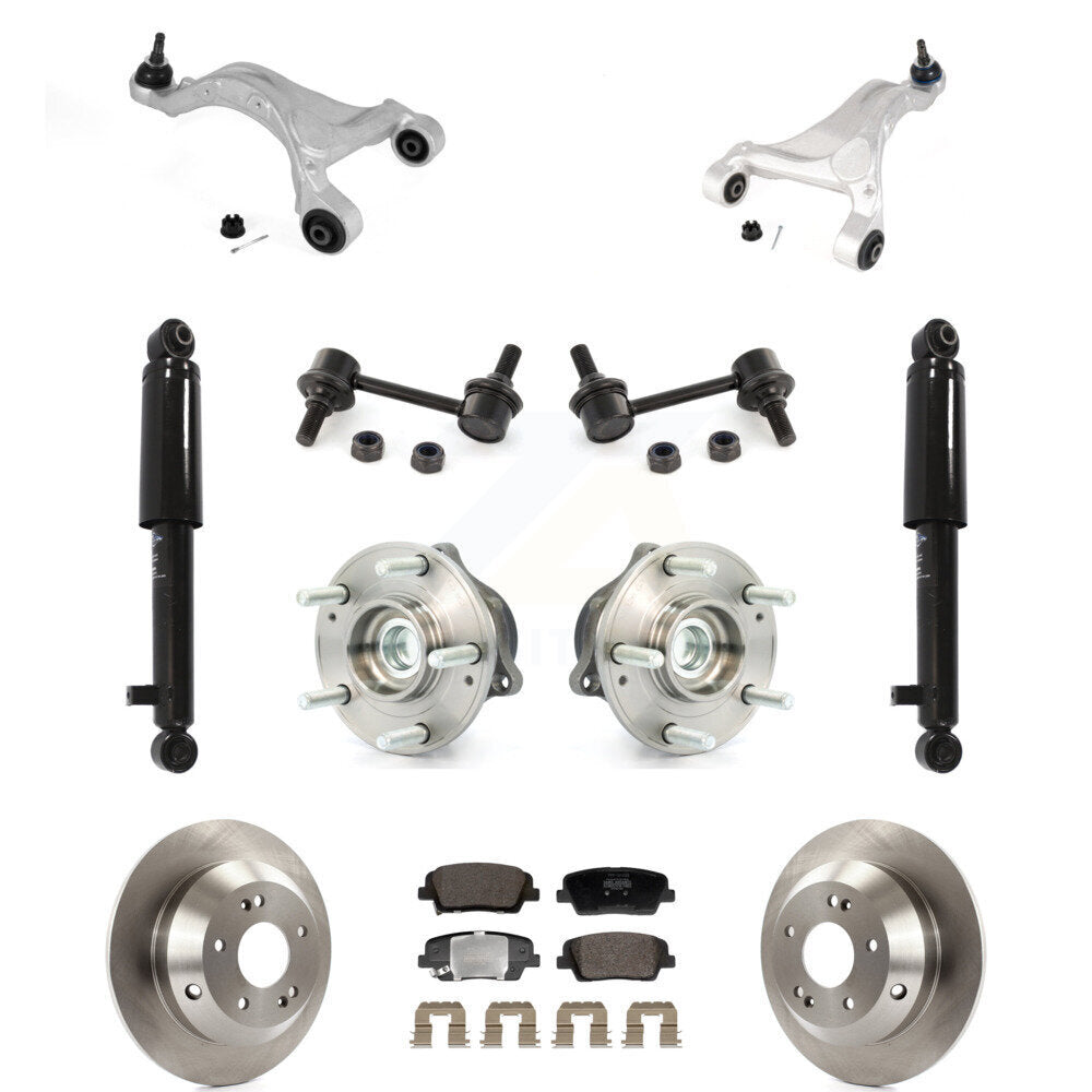 Rear Rotor Semi-Metallic Pads Hub Bearing Shock Upper Control Arm & Link Kit (11Pc) For Fe KM-100410