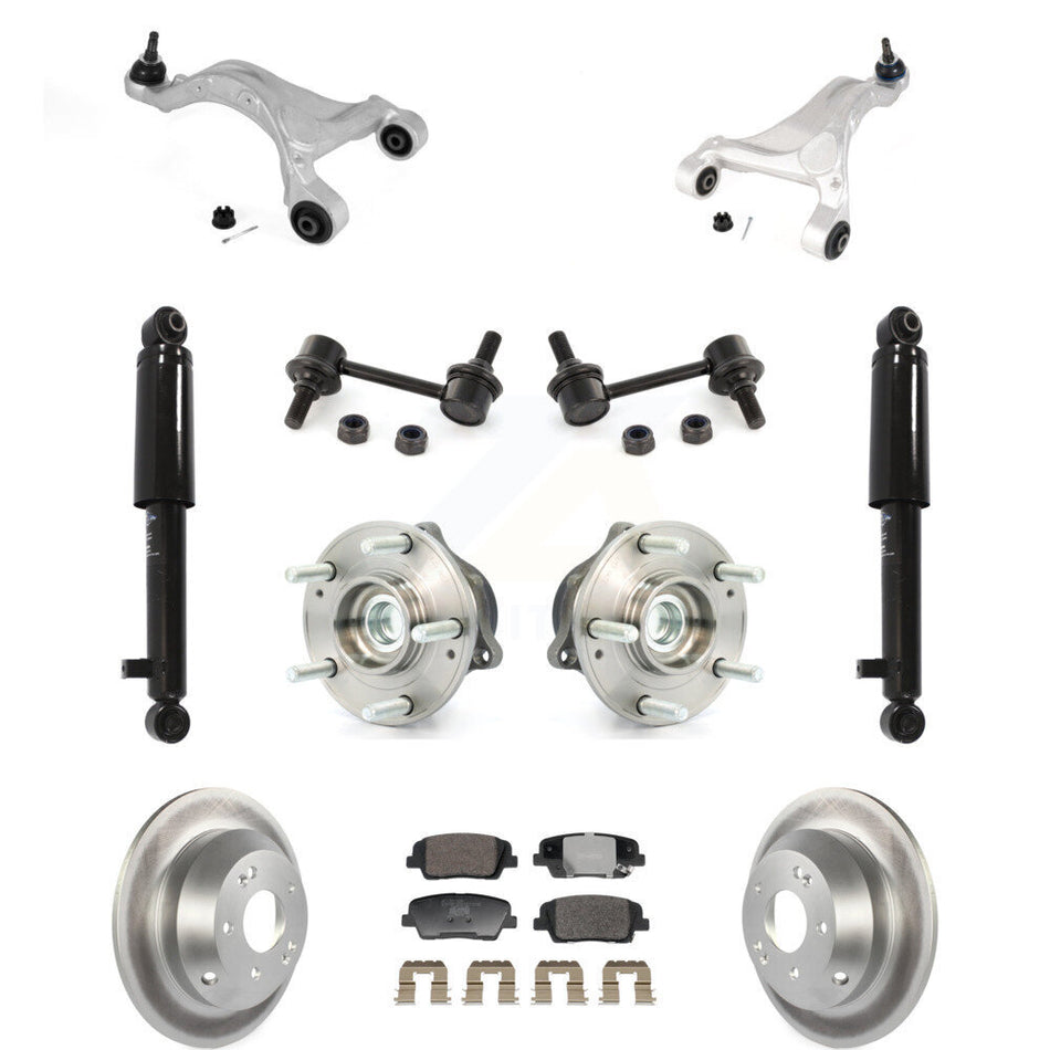Rear Coated Rotor Ceramic Pads Hub Bearing Shock Upper Control Arm & Link Kit (11Pc) For KM-100412