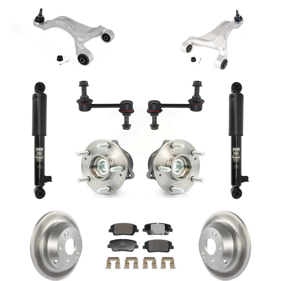 Rear Coated Rotor Ceramic Pads Hub Bearing Shock Upper Control Arm & Link Kit (11Pc) For KM-100412