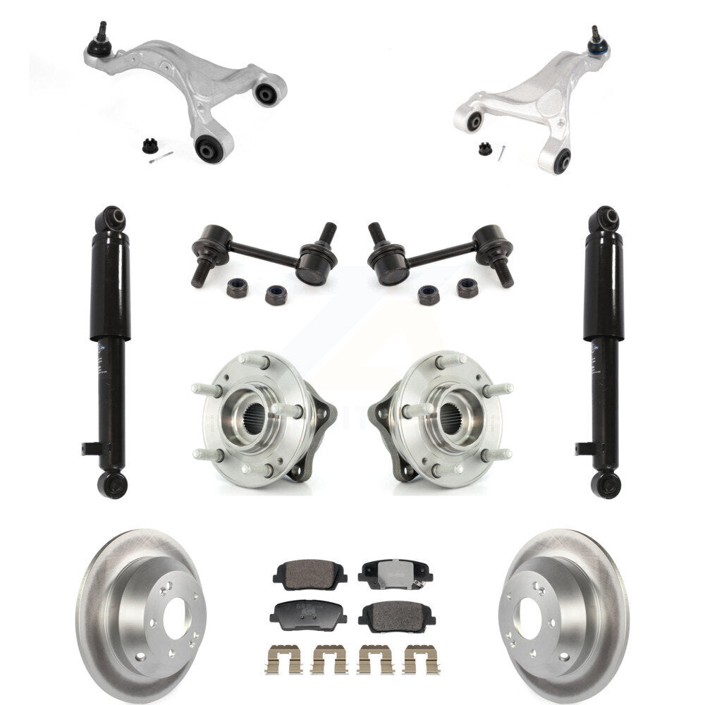 Rear Coated Rotor Ceramic Pads Hub Bearing Shock Upper Control Arm & Link Kit (11Pc) For KM-100413