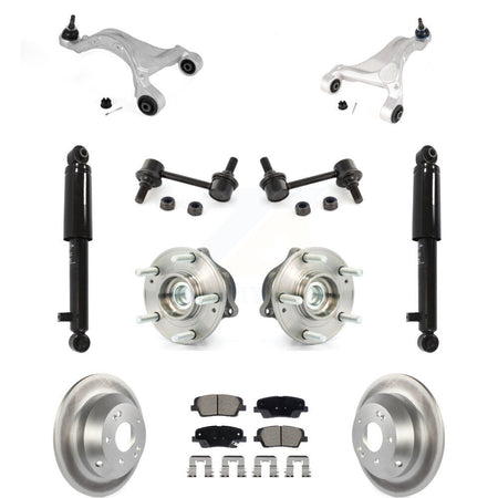 Rear Coated Rotor Ceramic Pads Hub Bearing Shock Upper Control Arm & Link Kit (11Pc) For KM-100414