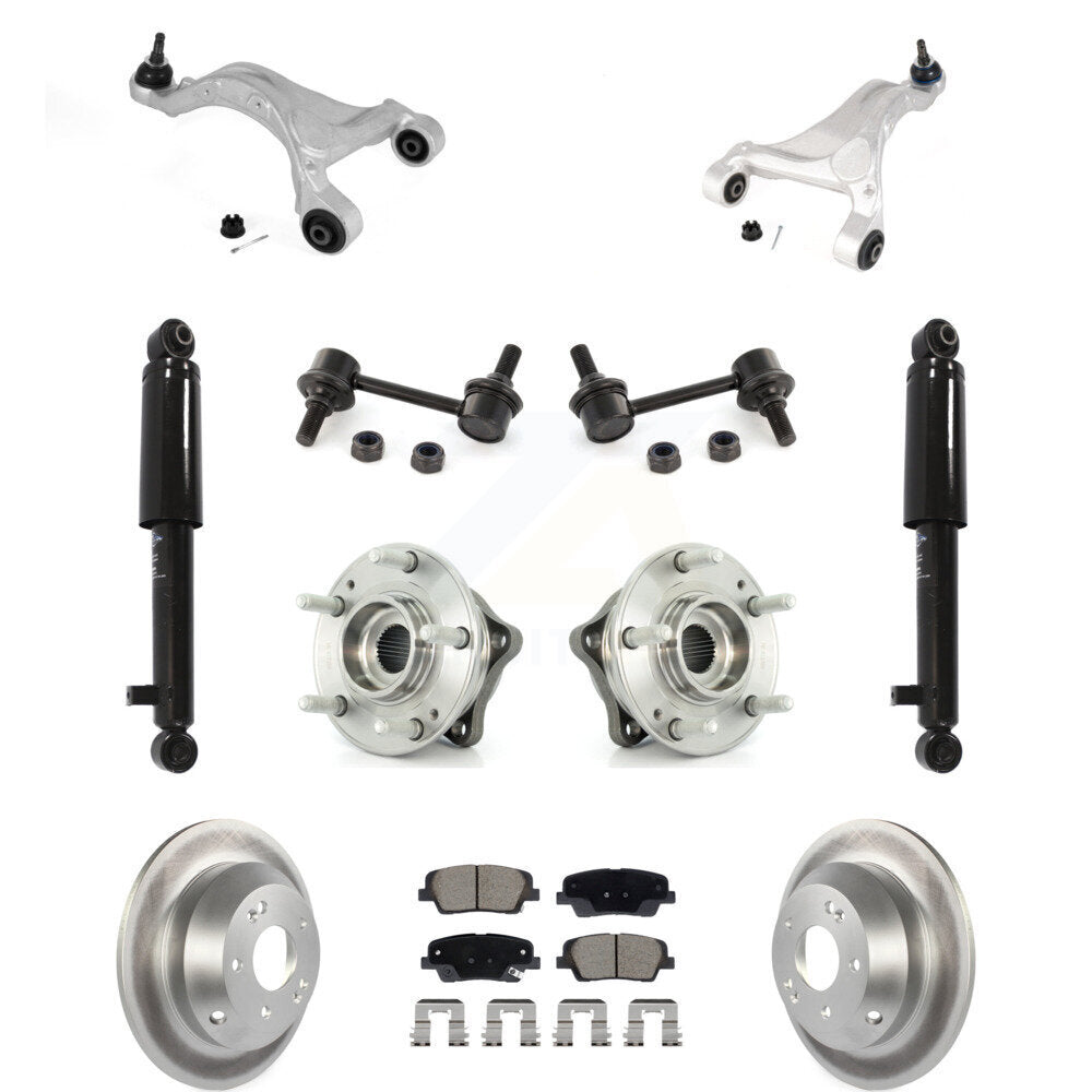 Rear Coated Rotor Ceramic Pads Hub Bearing Shock Upper Control Arm & Link Kit (11Pc) For KM-100415