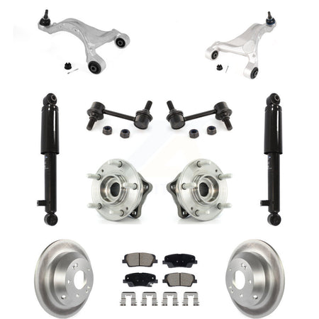 Rear Coated Rotor Ceramic Pads Hub Bearing Shock Upper Control Arm & Link Kit (11Pc) For KM-100415