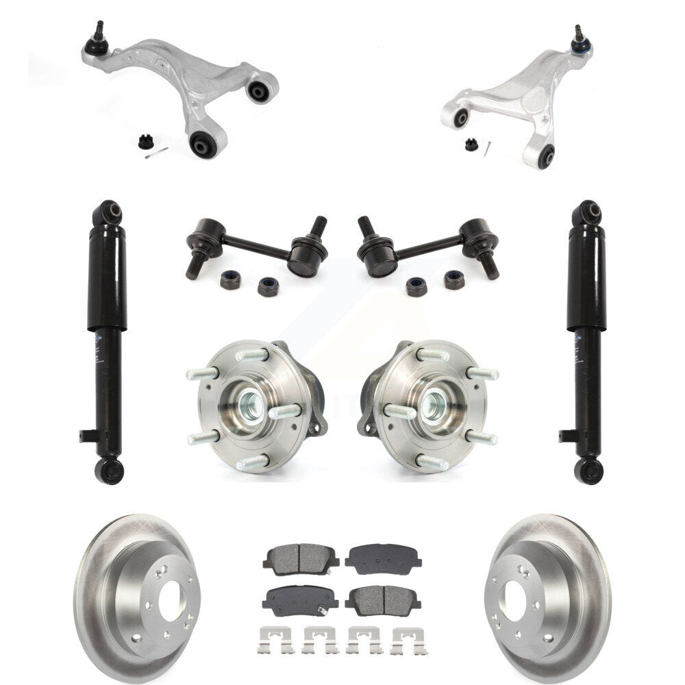 Rear Coated Rotor Semi-Metallic Pads Hub Bearing Shock Upper Control Arm & Link Kit (11Pc) For KM-10