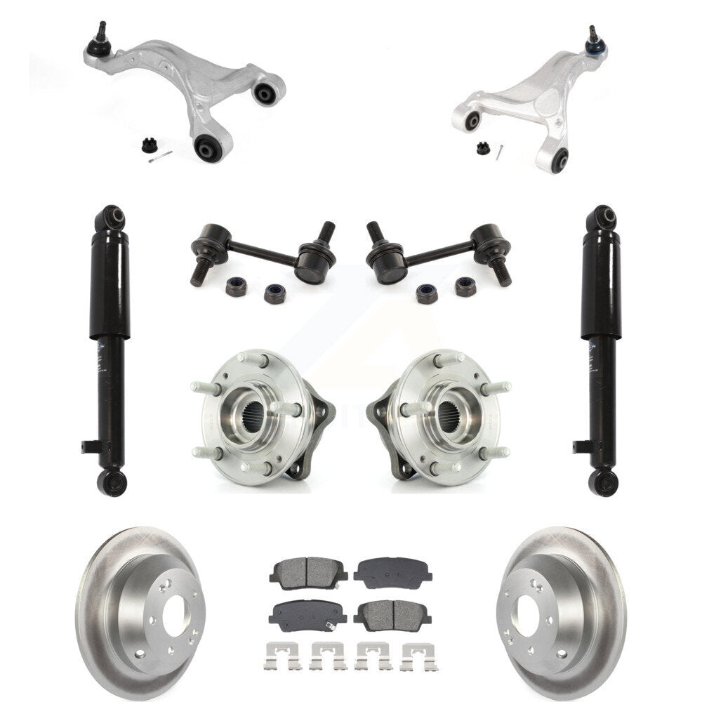 Rear Coated Rotor Semi-Metallic Pads Hub Bearing Shock Upper Control Arm & Link Kit (11Pc) For KM-10