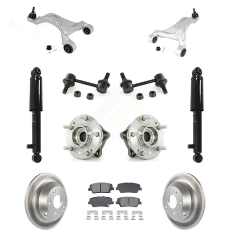 Rear Coated Rotor Semi-Metallic Pads Hub Bearing Shock Upper Control Arm & Link Kit (11Pc) For KM-10